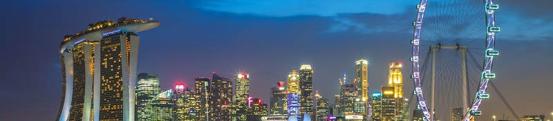 View of Singapore skyline at night