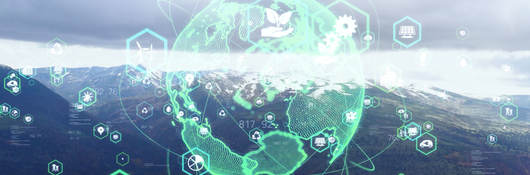 graphic depicting a digital world