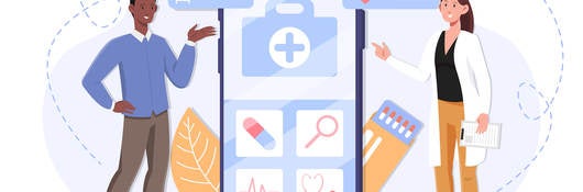 Female doctor using a medical app on a smartphone to examine patien