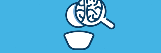 Drawing of magnifying glass looking at a brain