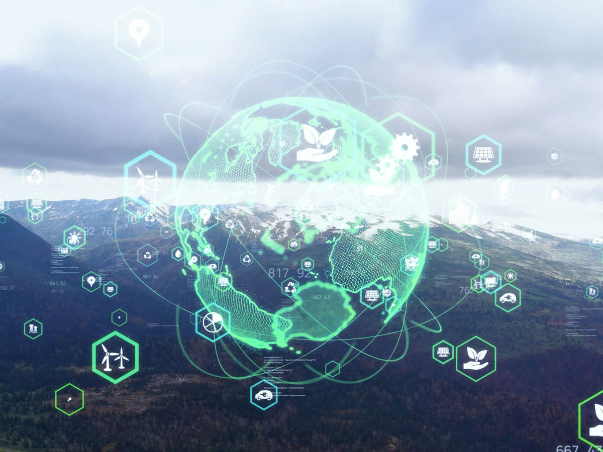 graphic depicting a digital world