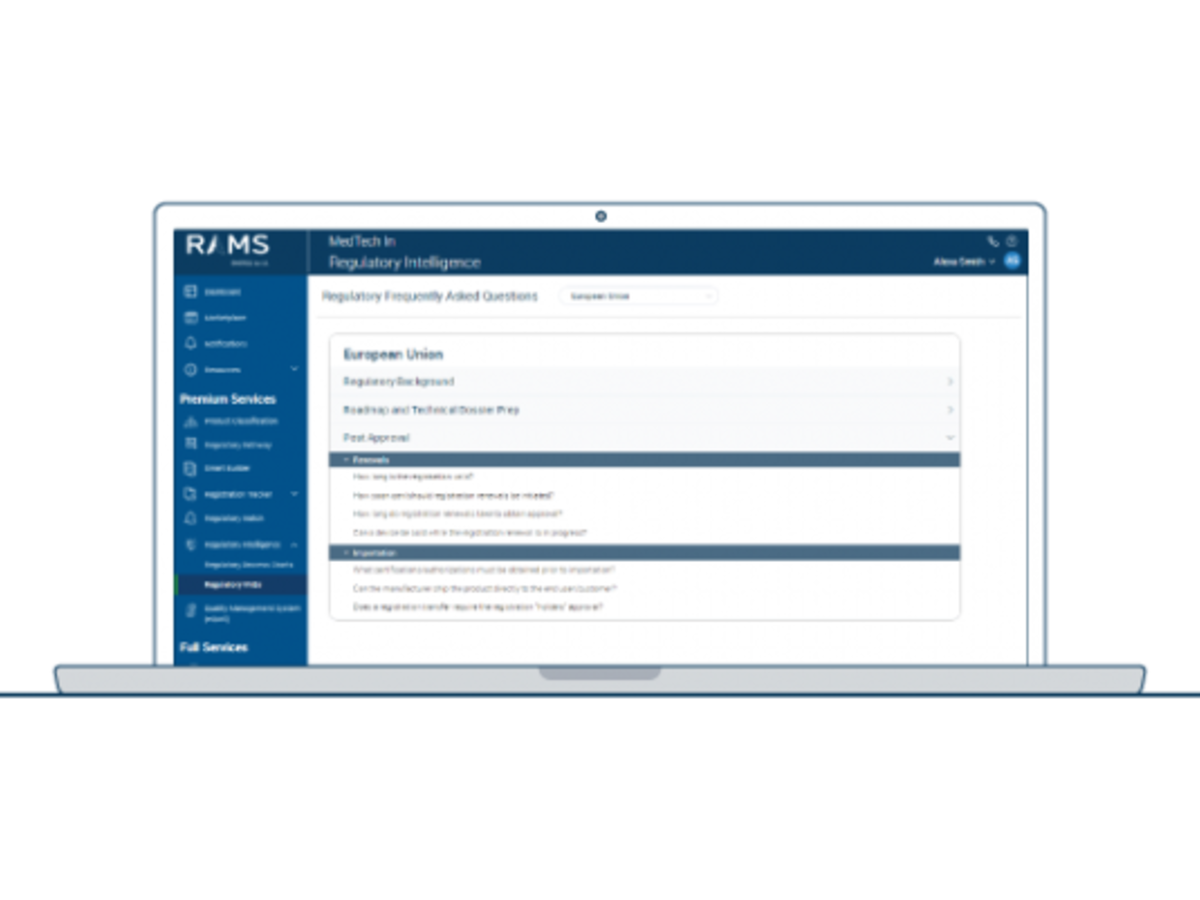 Illustration of a laptop displaying Regulatory Intelligence software