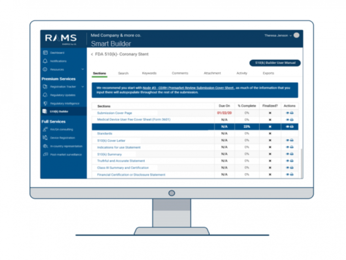 Computer monitor displaying Smart Builder