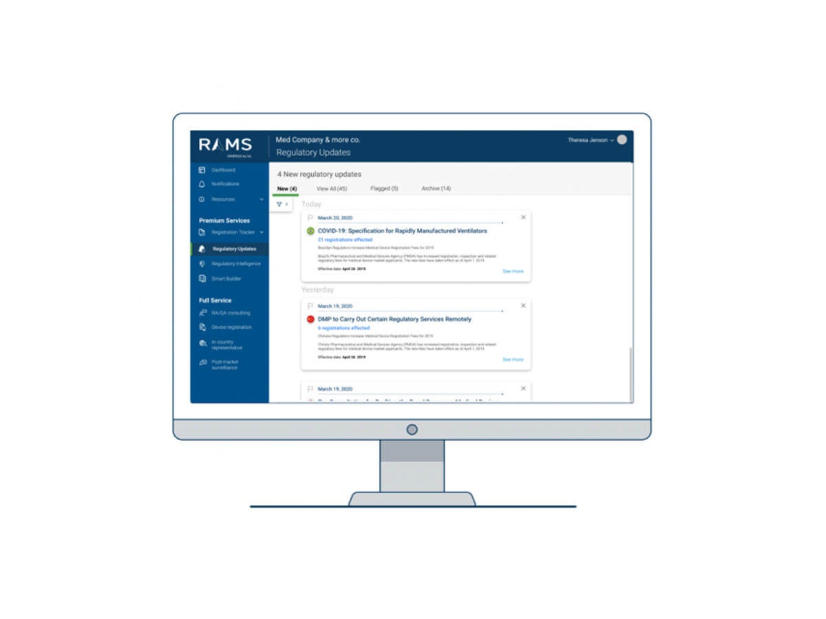 RAMS regulatory update screenshot