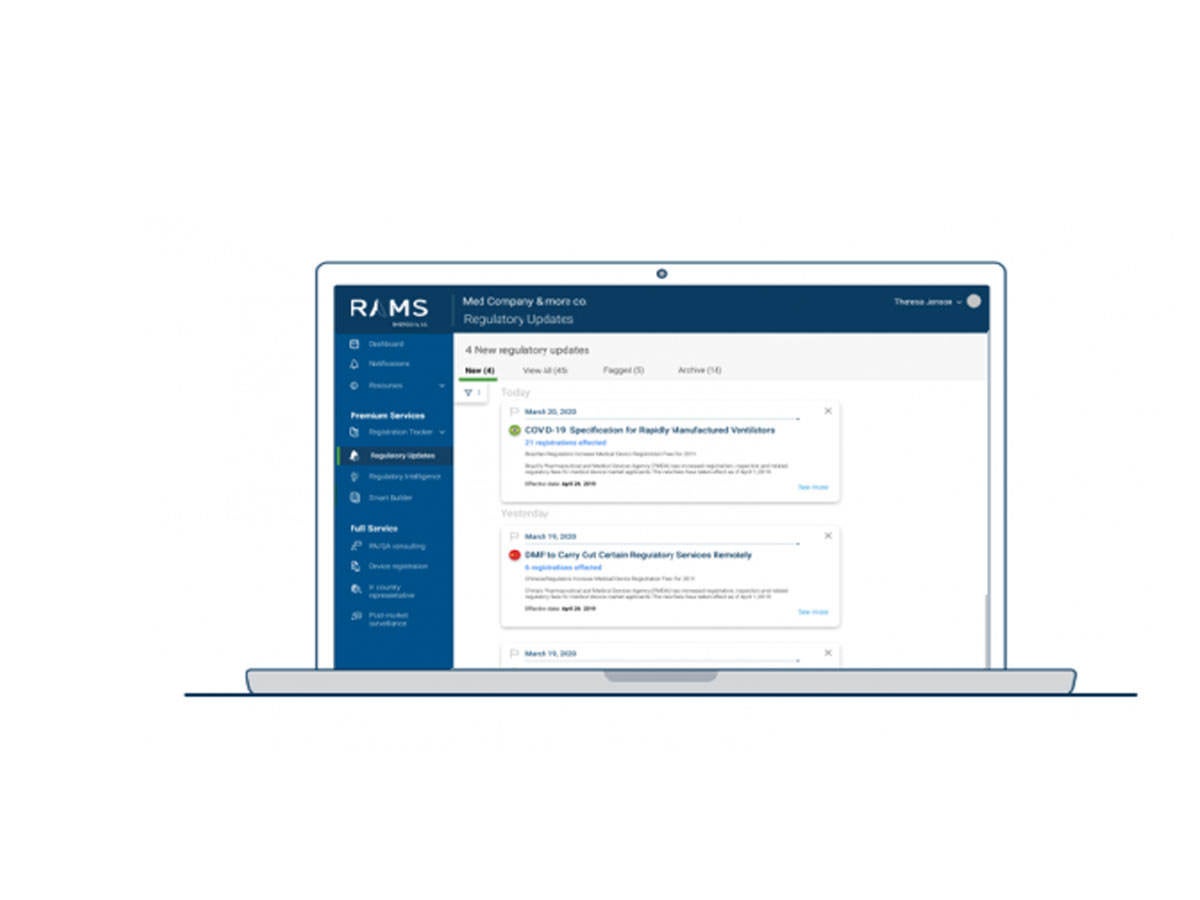 RAMS regulatory update screenshot on a laptop