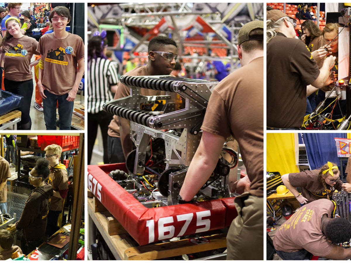 Collage of people in robotics working