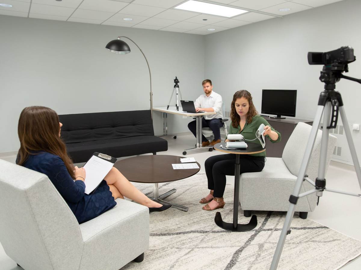 Video shoot in an office.