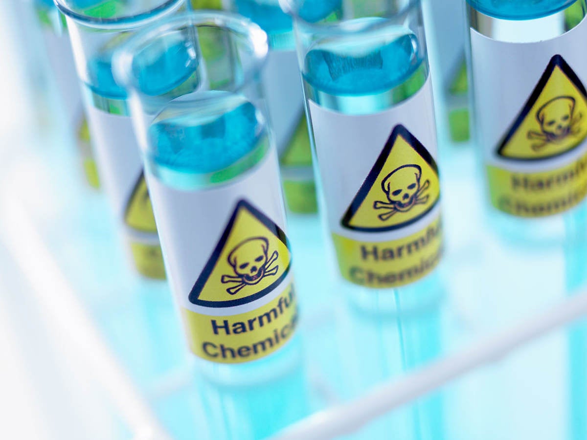 Test tubes with harmful chemicals