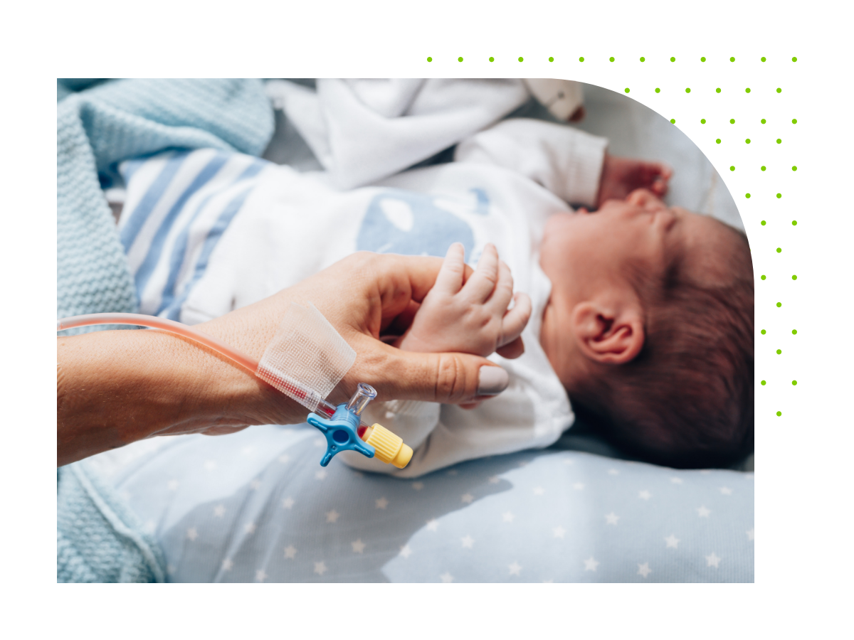 Newborn with an IV