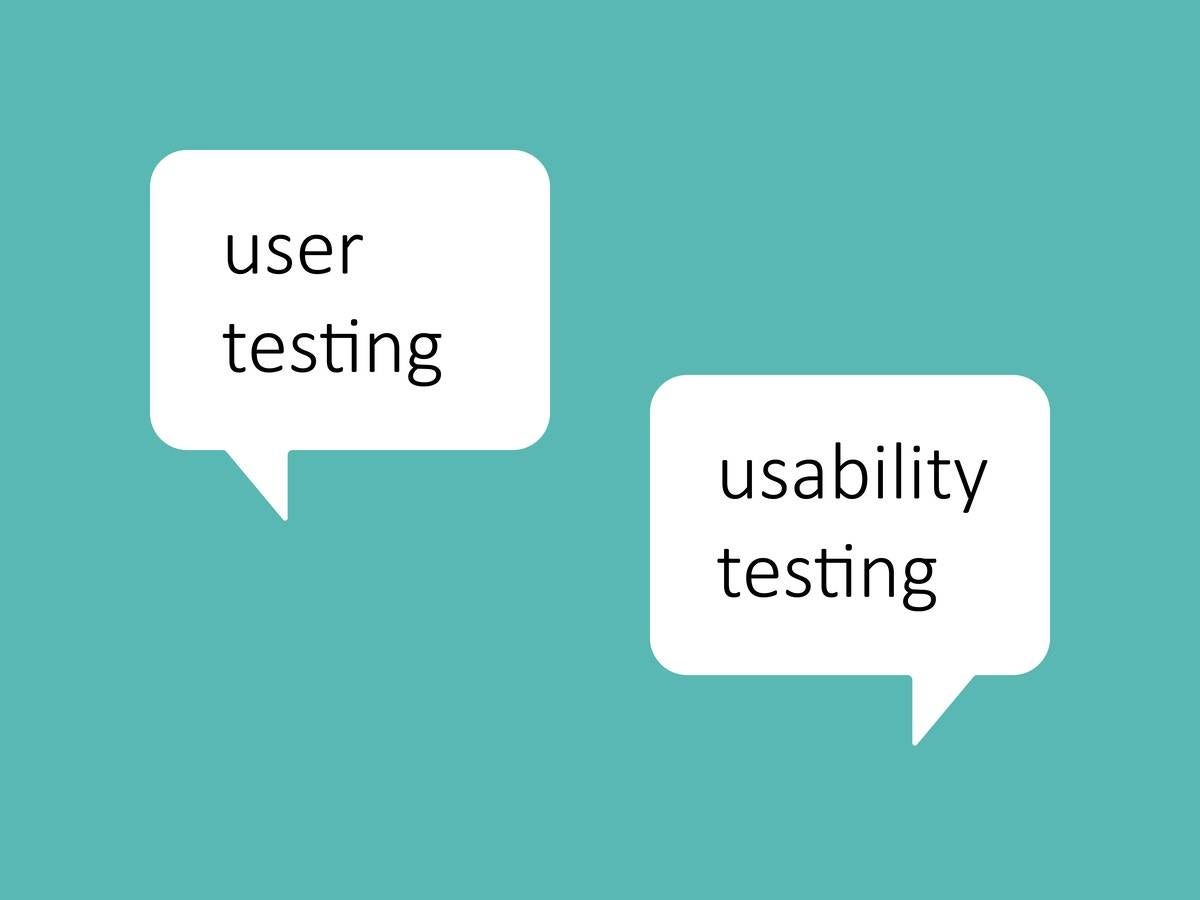 Thought bubbles containing user testing and usability testing text