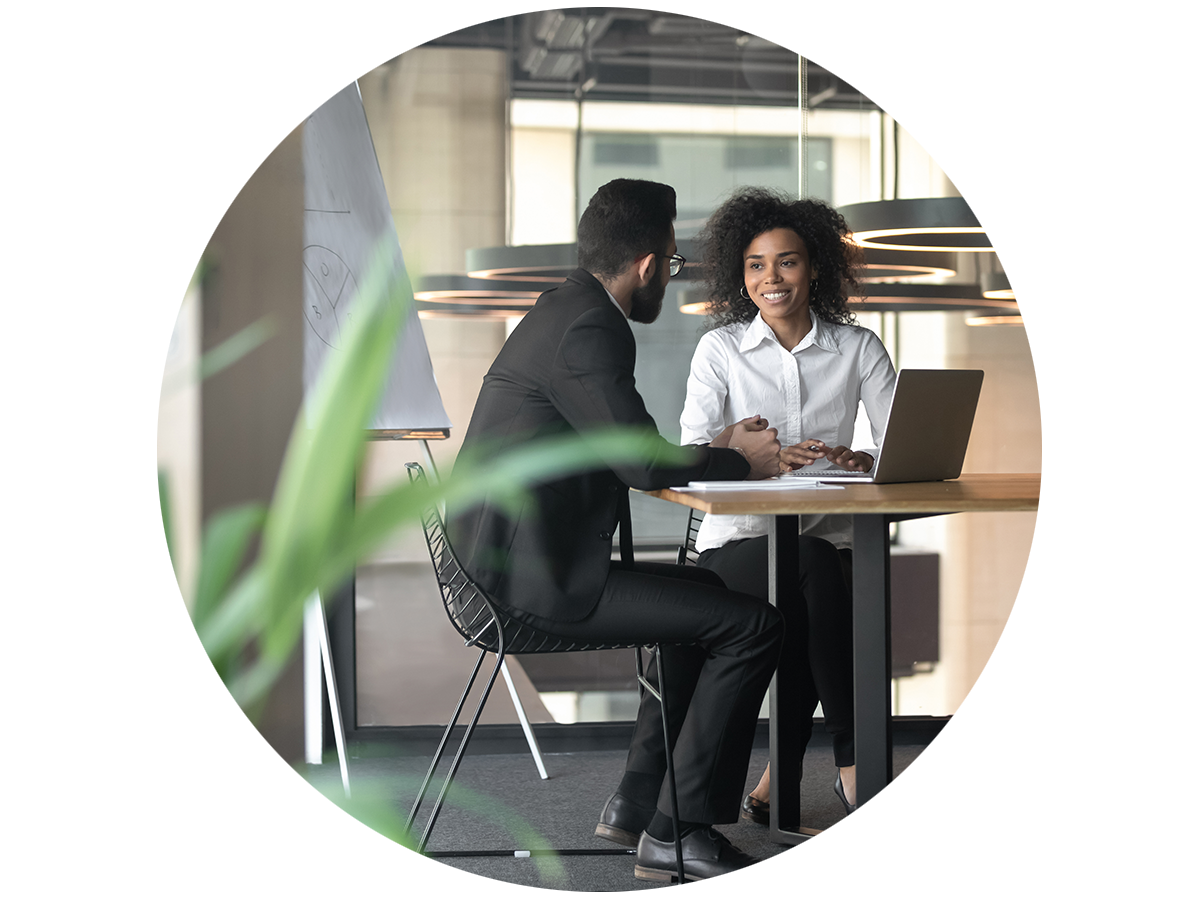 Two people having a meeting
